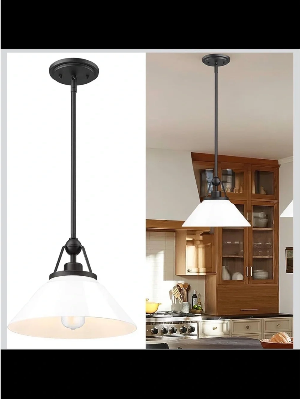 White Modern 12” Hanging Pendant Light Fixture - New in Box